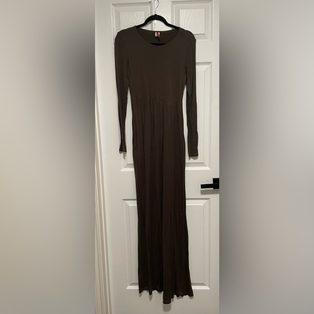 Elegant Brown Long Sleeve Dress